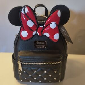 Disney Minnie Loungefly Black and Red Polka Dot Kids Backpack